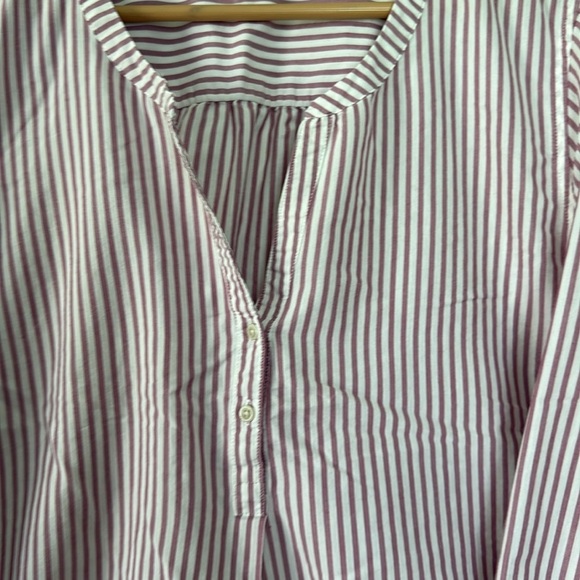 Eddie Bauer mauve and White Boxy Blouse with Cuffed Sleeves XL - Picture 2 of 7